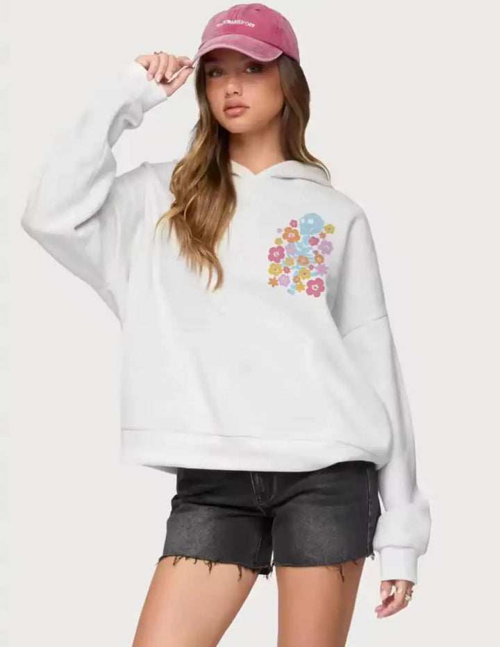 Drop Shoulder Graphic Hoodie with Kangaroo Pocket | Hoodies Daverri Fashions