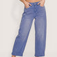 Zenana light blue high-rise barrel-leg cropped jeans back view