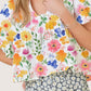 Daverri Floral Boxy Fit Ruffled Short Sleeve Blouse