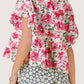 Daverri Floral Boxy Fit Ruffled Short Sleeve Blouse