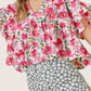 Daverri Floral Boxy Fit Ruffled Short Sleeve Blouse