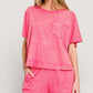 Zenana acid washed oversized pink top, relaxed fit faded texture