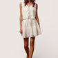 White SO ME floral eyelet lace tie front tiered mini skirt set