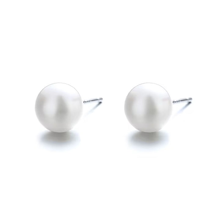 White Cultured Freshwater Pearl Stud Earrings Sterling Silver Earrings