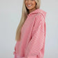 Striped Oversized Hoodie with Kangaroo Pocket - DAVERRI FASHIONS