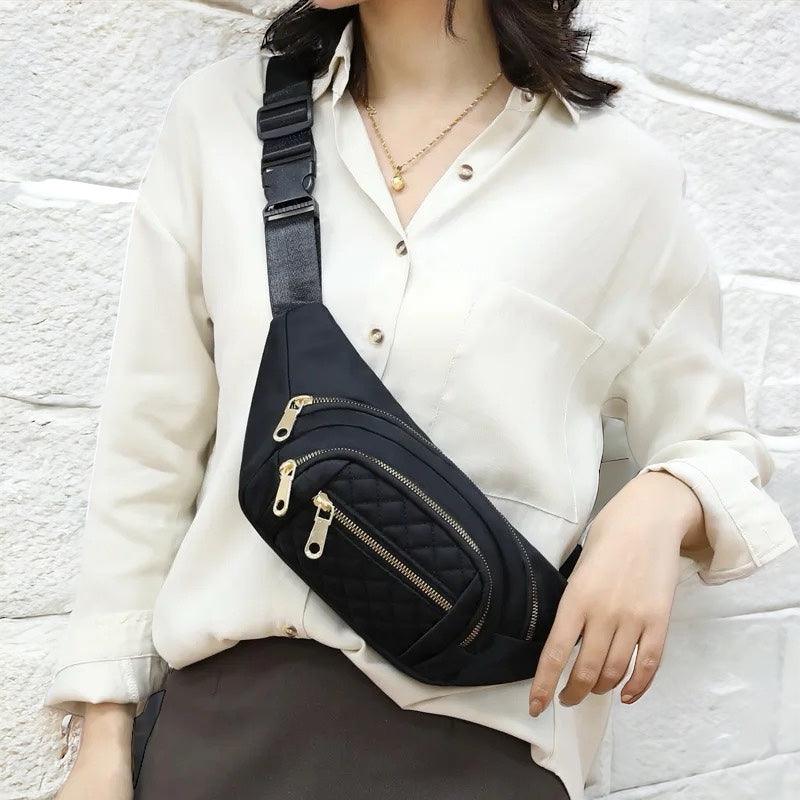 Zenana Quilted Multi Pocket Waist Belt Bag