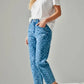 Leopard Print High-Waisted Relaxed Fit Jeans - DAVERRI FASHIONS