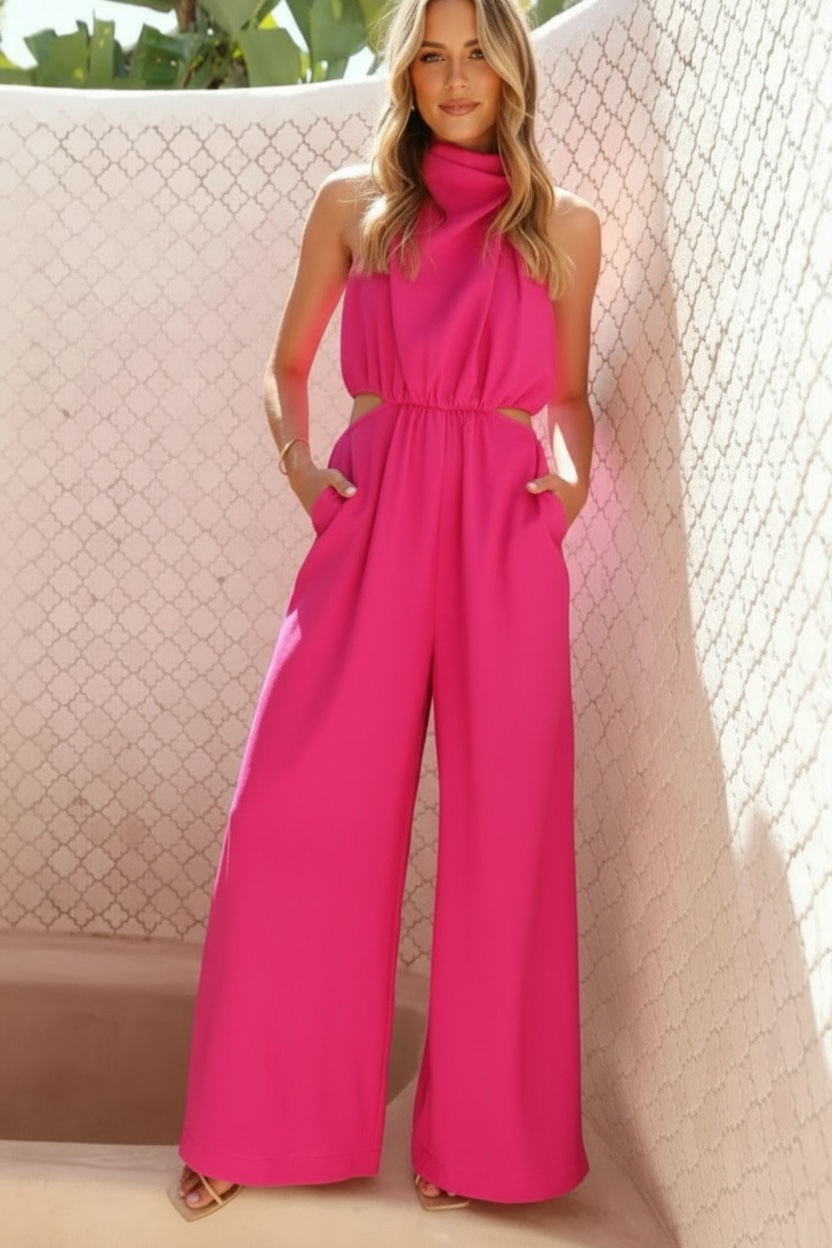 Daverri Cutout Sleeveless Wide Leg Jumpsuit