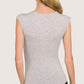 Zenana Double Layered Sleeveless Top in fitted heather gray with texture