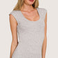 Zenana double layered heather gray sleeveless scoop neck top