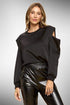 Satin Stretch Open Shoulder Sweatshirt - DAVERRI FASHIONS