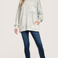 Zenana Halo light gray distressed sweatshirt with front pocket ruched cuffs