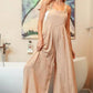 BIBI Textured Front Pocket Wide Leg Overalls Overalls
