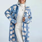 Plaid Button Up Long Sleeve Fleece Coat - DAVERRI FASHIONS