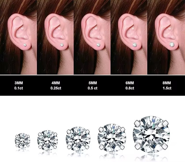 6mm CZ Stud Sterling Silver Earrings Earrings