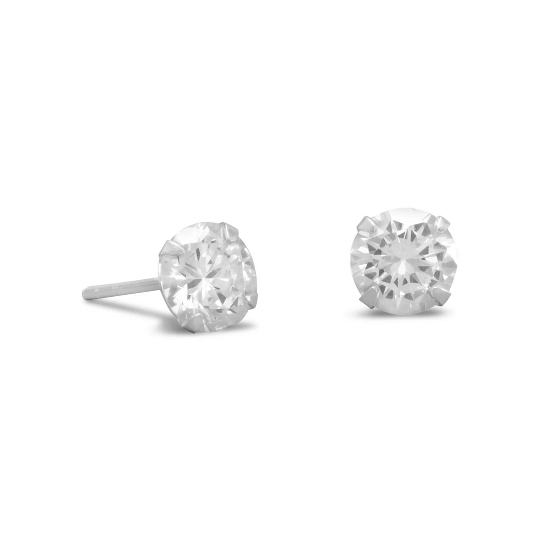 6mm CZ Stud Sterling Silver Earrings Earrings