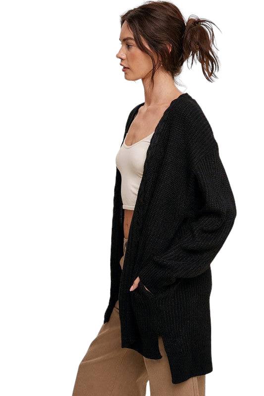 Listicle cable knit open cardigan Cardigans