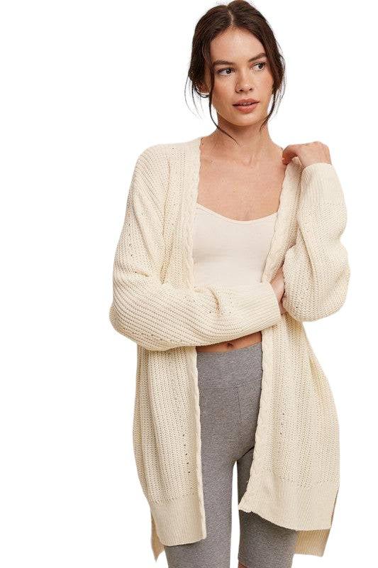 Listicle cable knit open cardigan Cardigans