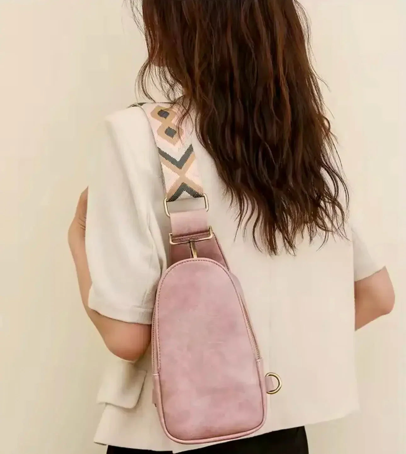 Abstract Pattern Adjustable Strap Vegan Leather Sling Bag - DAVERRI FASHIONS