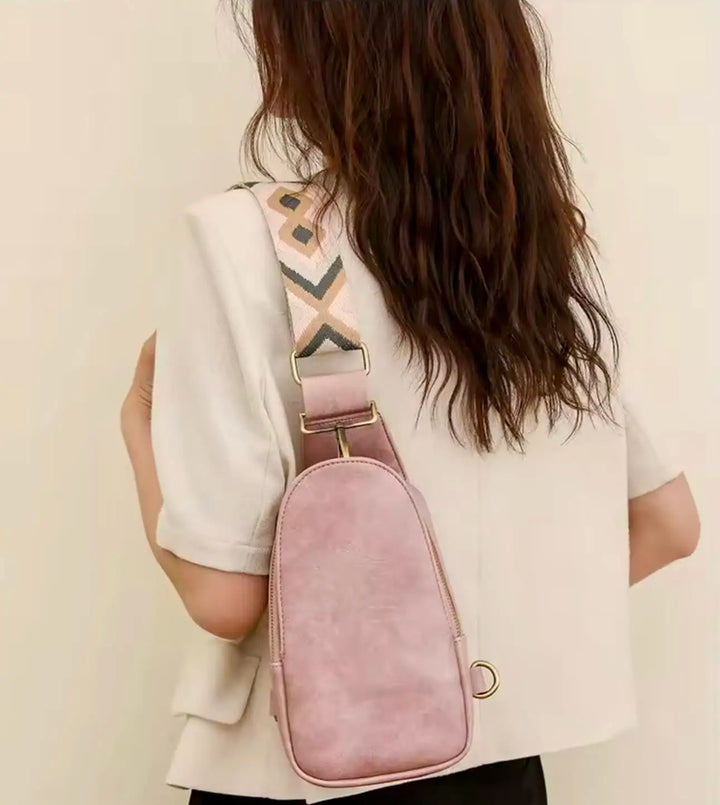 Abstract Pattern Adjustable Strap Vegan Leather Sling Bag | Cross Body Bags Daverri Fashions