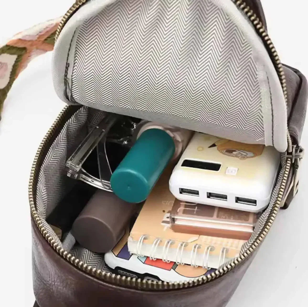 Abstract Pattern Adjustable Strap Vegan Leather Sling Bag - DAVERRI FASHIONS