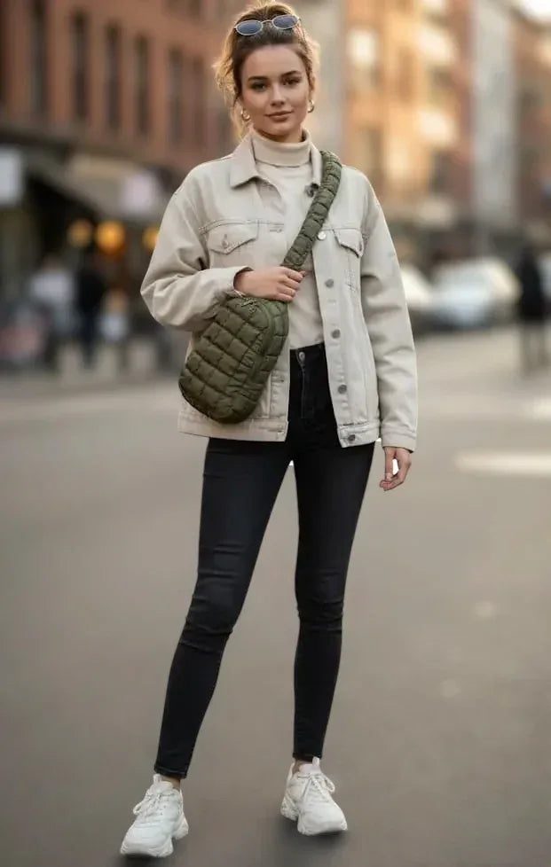 Quilted Nylon Crossbody Bag - DAVERRI FASHIONS