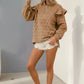 Double Take Ruffled Texture Half Zip Long Sleeve Sweatshirt - DAVERRI FASHIONS