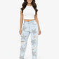 Distressed Star Wash Boyfriend Jeans - DAVERRI FASHIONS