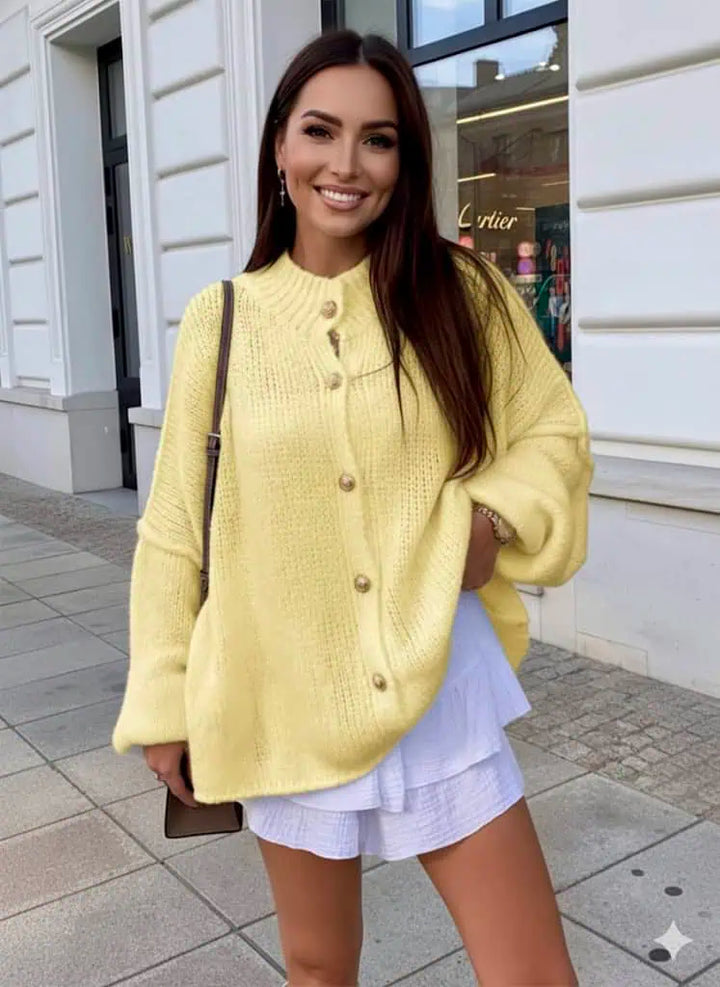 Oversized Knit Button-Down Batwing Sleeve Cardigan | Cardigans Daverri Fashions