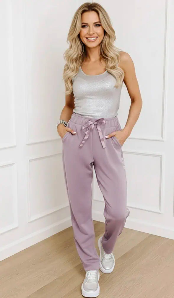 Drawstring Pants with Pockets | Loungewear Pants Daverri Fashions