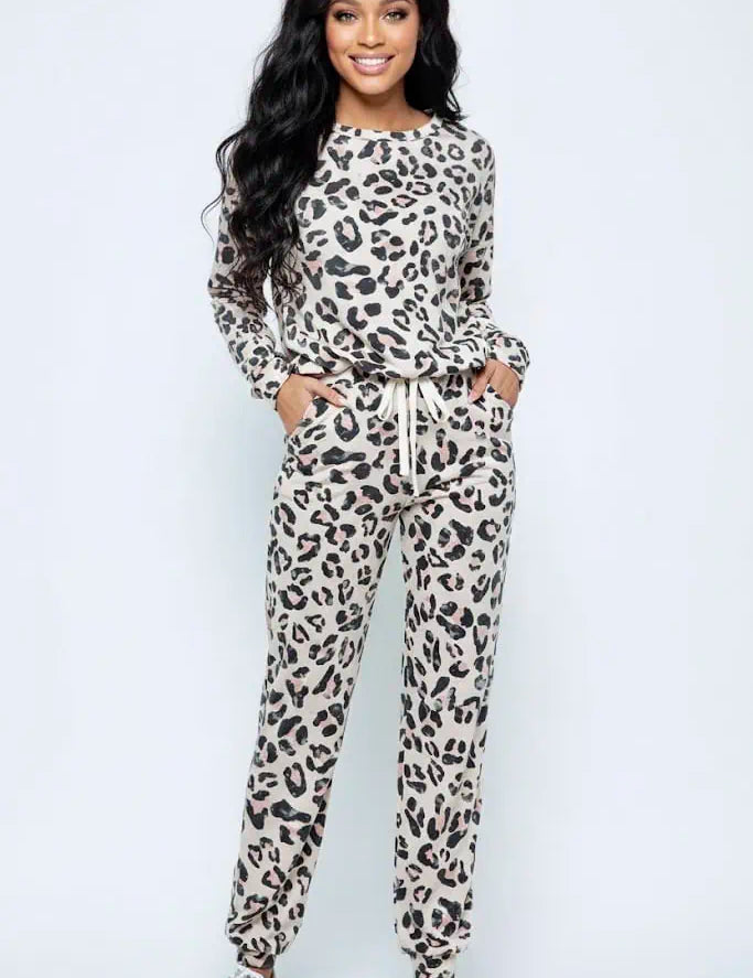 BiBi Leopard Casual Pants with Side Pockets | Lounge Pants Daverri Fashions
