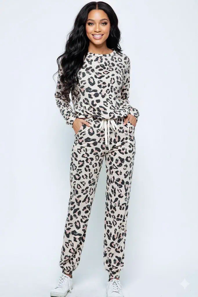 BiBi Leopard Casual Pants with Side Pockets | Lounge Pants Daverri Fashions