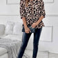 Tied Leopard Round Neck Half Sleeve Blouse - DAVERRI FASHIONS