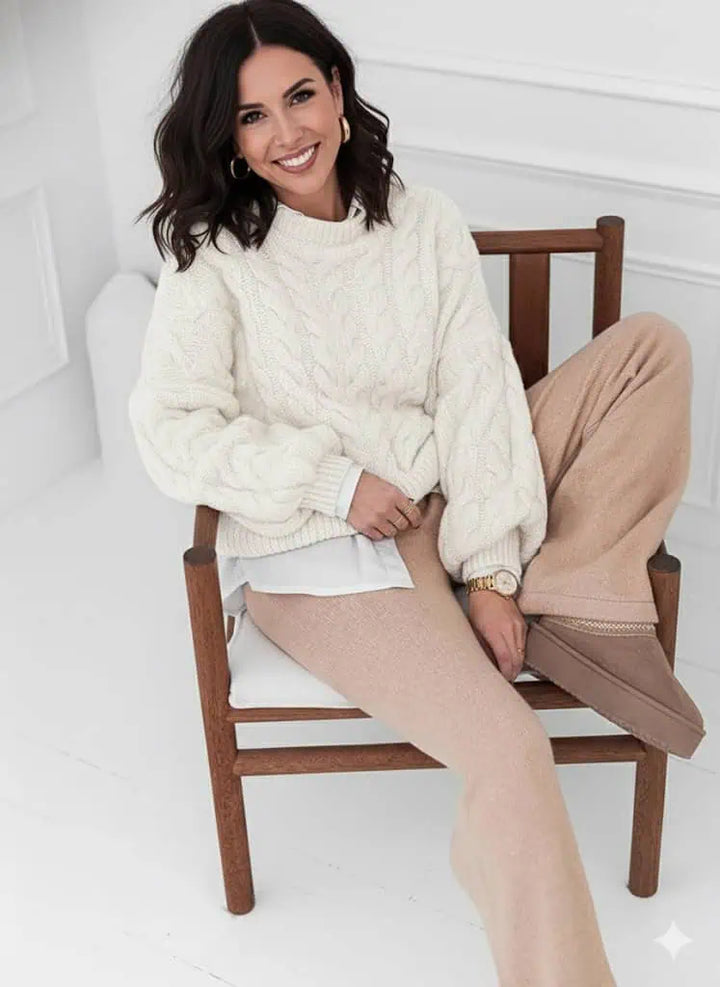 Cable Knit Long Sleeve Sweater | Sweaters Daverri Fashions
