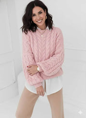 Cable Knit Long Sleeve Sweater | Sweaters Daverri Fashions