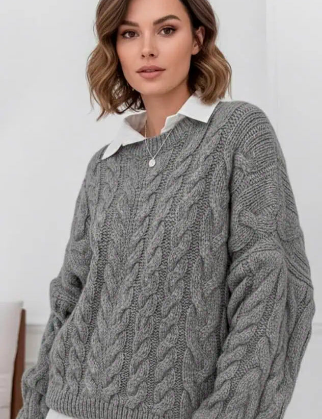 Cable Knit Long Sleeve Sweater | Sweaters Daverri Fashions