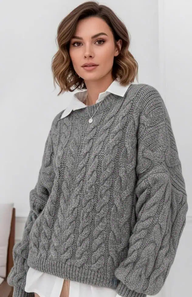 Cable Knit Long Sleeve Sweater | Sweaters Daverri Fashions