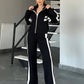 Full Size Contrast Stripe Zip Up Jacket and Pants Set Plus Size - DAVERRI FASHIONS