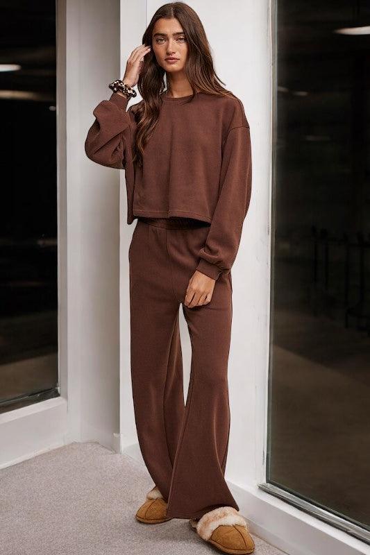 Knit Sweat Top and Pants Athleisure Lounge Set Athleisure