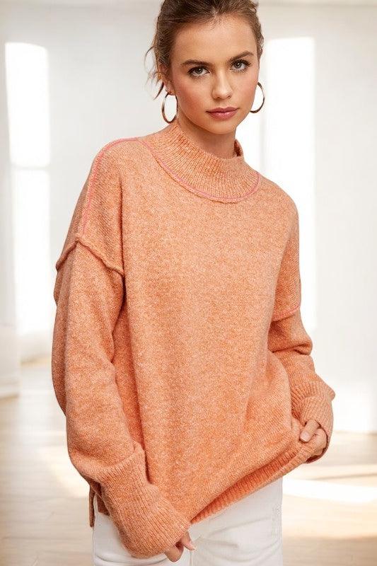 Long Sleeve Funnel Neck Sweater Shirts & Tops