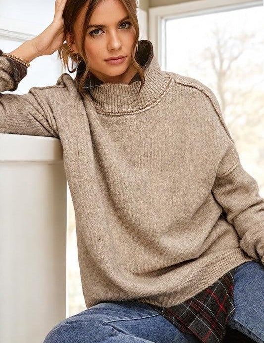 Long Sleeve Funnel Neck Sweater Shirts & Tops