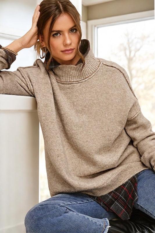 Long Sleeve Funnel Neck Sweater Shirts & Tops