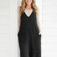 V-Neck Wide Leg Jumpsuit - DAVERRI FASHIONS