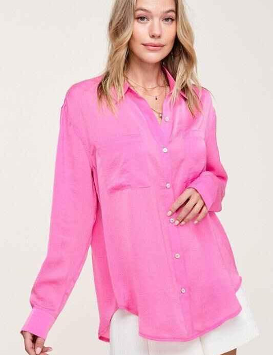 Silky Button-Down Shirt Shirts & Tops