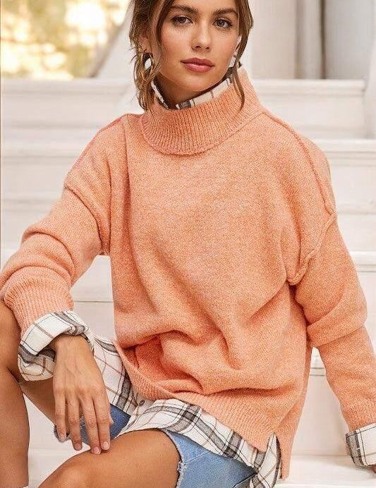 Long Sleeve Funnel Neck Sweater Shirts & Tops