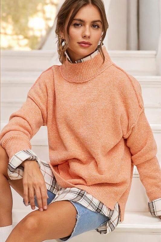 Long Sleeve Funnel Neck Sweater Shirts & Tops