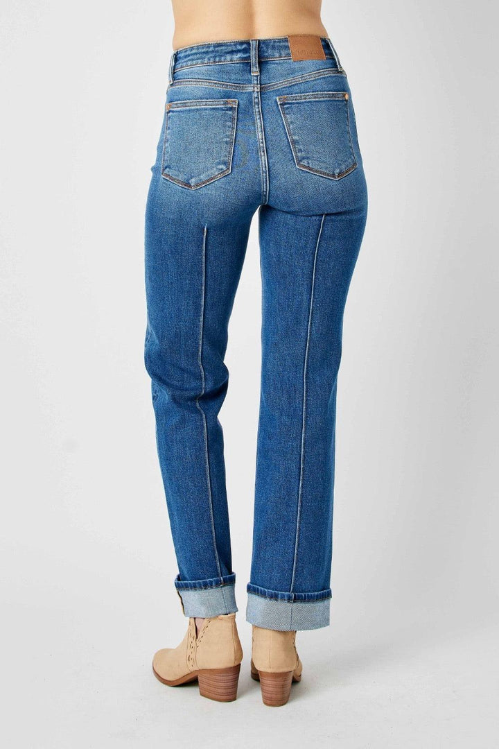 Judy Blue High Waist Seam Detail Straight Jeans Bottoms