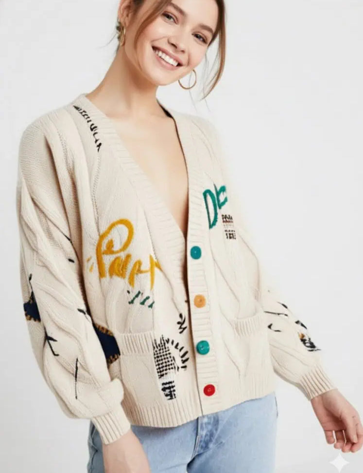 Cable Knit Button Up Cardigan | Cardigans Daverri Fashions