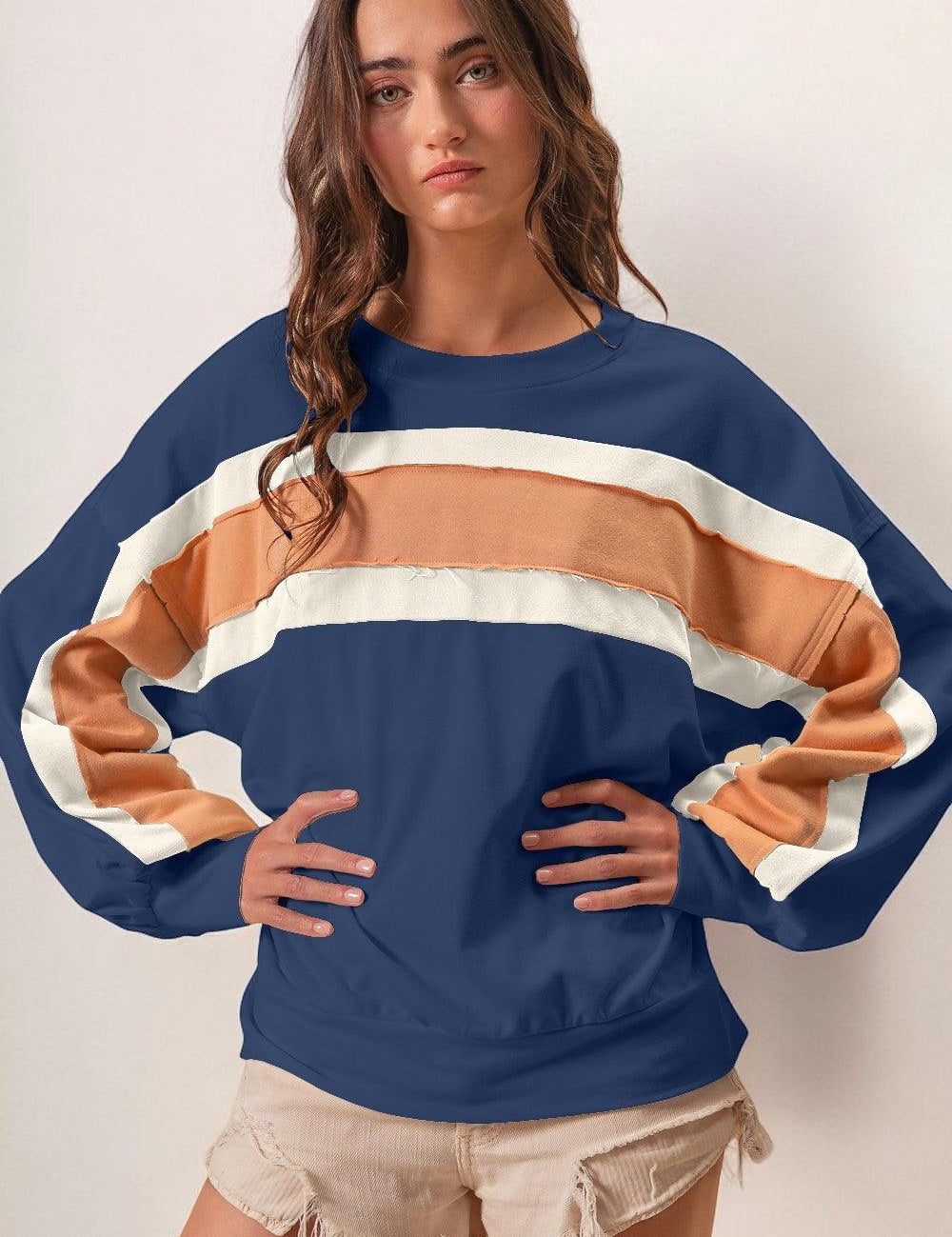 French Terry Color Block Sweatshirt Shirts & tops