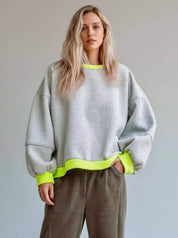 Contrast Trim Oversized Sweatshirt | Sweatshirts Daverri Fashions